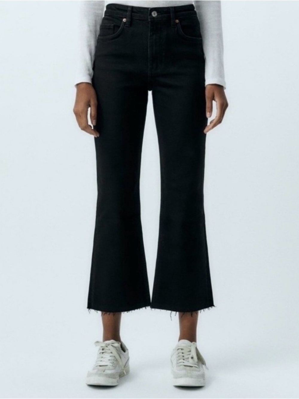 Zara Black Crop Flare Jeans